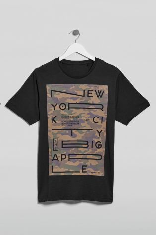 Black Camouflage Graphic T-Shirt